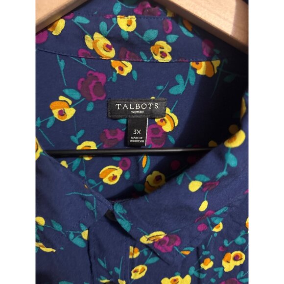 Talbots Woman Floral Button-Up Shirt 3X Made In India - Picture 3 of 4